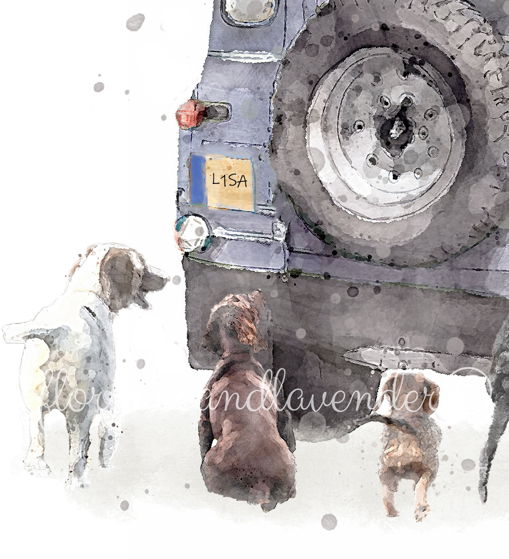 Personalised - Defender & Dog print