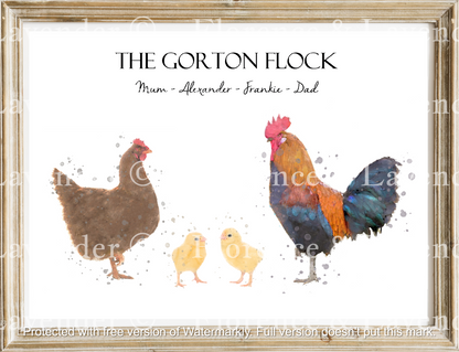 Personalised Chicken Family Print - Florence & Lavender